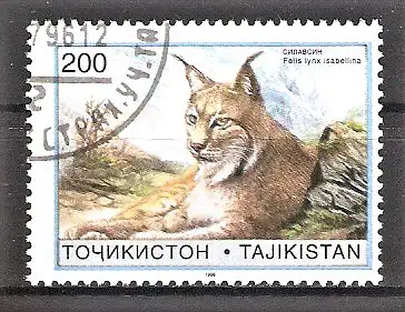 Briefmarke Tadschikistan Mi.Nr. 98 o Kleinkatzen 1996 / Nordluchs (Lynx lynx isabellina)