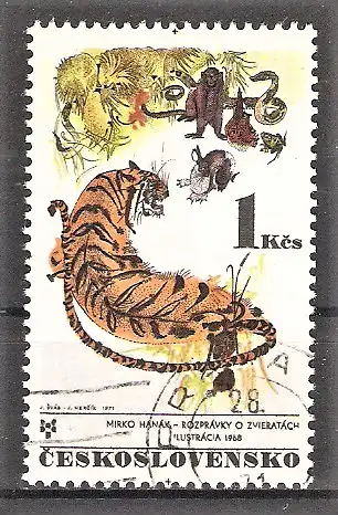 Briefmarke Tschechoslowakei Mi.Nr. 2030 o Biennale für Kinderbuchillustrationen 1971 / Mirko Hanák „Tiermärchen“