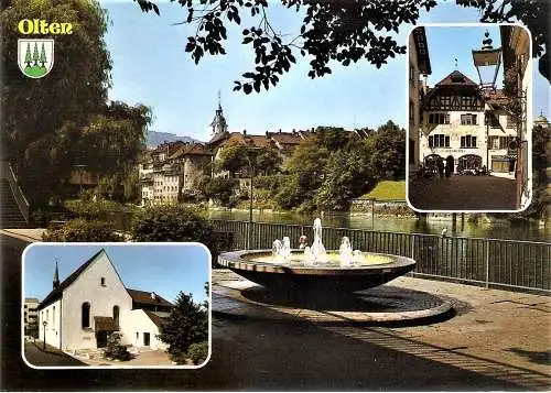 Ansichtskarte Schweiz - Olten / Altstadtpartie an der Aare, Kapelle und Ratskeller (2149)