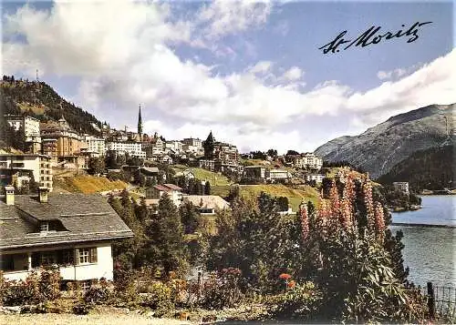 Ansichtskarte Schweiz - St. Moritz / Ortspanorama (2155)