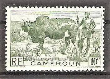Briefmarke Kamerun Mi.Nr. 270 ** Einheimische Bilder 1946 / Zebu mit Hirte
