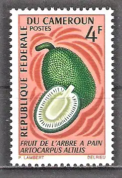 Briefmarke Kamerun Mi.Nr. 509 ** Früchte 1967 / Brotfrucht (Artocarpus communis)