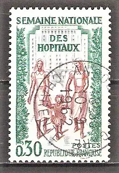 Briefmarke Frankreich Mi.Nr. 1393 o Nationale Krankenhauswoche 1962 / Krankenschwestern mit Kind