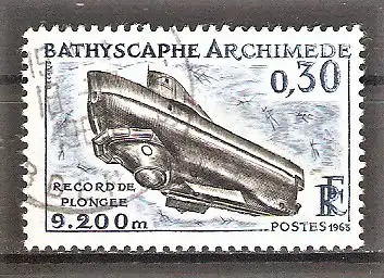 Briefmarke Frankreich Mi.Nr. 1421 o Tauchrekord des Tiefseetauchgerätes „Archimedes“ 1963