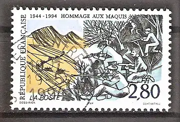 Briefmarke Frankreich Mi.Nr. 3019 o 50 Jahre Widerstandsgruppen des Maquis 1994 / Widerstandskämpfer im Gebirge