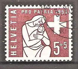 Briefmarke Schweiz Mi.Nr. 657 o Pro Patria 1958 / Mütterhilfe - Mutter mit Kind
