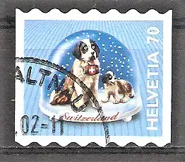 Briefmarke Schweiz Mi.Nr. 1760 o Bernhardiner Hunde in Schneekugel 2001