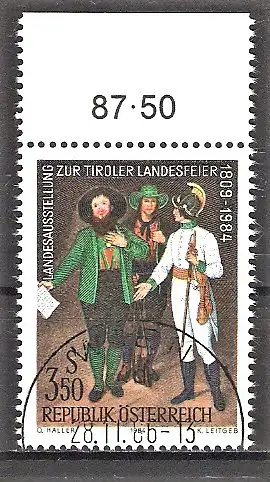Briefmarke Österreich Mi.Nr. 1780 o OBERRAND Landesausstellung zur Tiroler Landesfeier 1984 / Tiroler Miliz