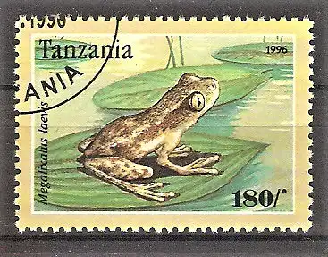 Briefmarke Tanzania Mi.Nr. 2266 o Afrikanischer Baumfrosch (Megalixalus laevis)
