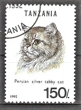 Briefmarke Tanzania Mi.Nr. 1410 o Katzen 1992 / Perserkatze