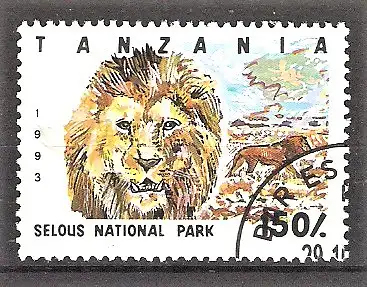 Briefmarke Tanzania Mi.Nr. 1611 o Nationalparks 1993 / Löwe