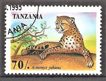 Briefmarke Tanzania Mi.Nr. 2210 o Afrikanische Raubtiere 1995 / Gepard