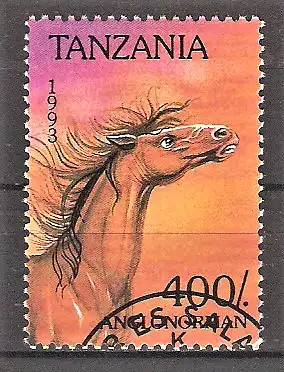 Briefmarke Tanzania Mi.Nr. 1684 o Pferde 1993 / Anglo-Normanne