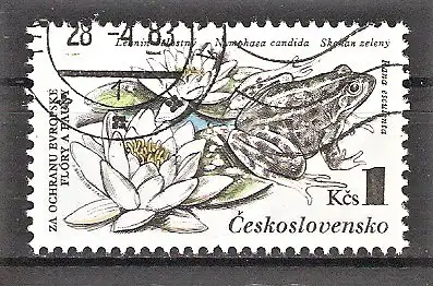 Briefmarke Tschechoslowakei Mi.Nr. 2712 o Naturschutz 1983 / Teichfrosch (Rana esculenta)