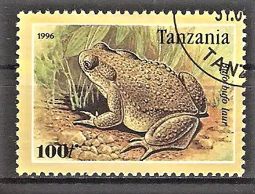 Briefmarke Tanzania Mi.Nr. 2264 o Froschlurche 1995 / Erdkröte (Bufo bufo)