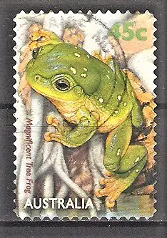 Briefmarke Australien Mi.Nr. 1862 o Leben am Teich 1999/ Prachtlaubfrosch (Litoria splendida)