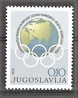 Briefmarke Jugoslawien Zwangszuschlagsmarke Mi.Nr. 45 ** Olympische Woche 1973