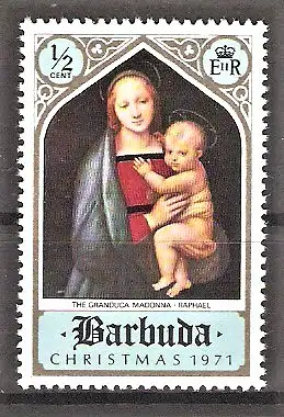 Briefmarke Barbuda Mi.Nr. 99 ** Weihnachten 1971 / Madonnengemälde von Raffael