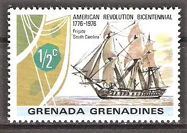 Briefmarke Grenada/Grenadinen Mi.Nr. 178 ** 200 Jahre Unabhängigkeit der USA 1976 / Fregatte „South Carolina“