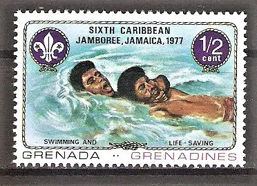 Briefmarke Grenada-Grenadinen Mi.Nr. 237 ** Karibisches Pfadfindertreffen Jamaica 1977 / Rettungsschwimmen
