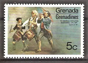 Briefmarke Grenada/Grenadinen Mi.Nr. 99 ** 200 Jahre Unabhängigkeit der USA 1976 / „Der Geist von ’76“