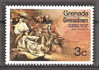 Briefmarke Grenada/Grenadinen Mi.Nr. 98 ** 200 Jahre Unabhängigkeit der USA 1976 / Schlacht von Bunker Hill