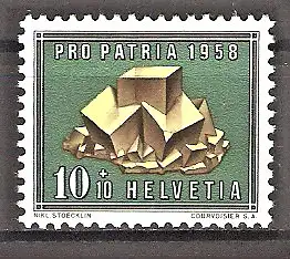 Briefmarke Schweiz Mi.Nr. 658 ** Pro Patria 1958 / Mineralien und Versteinerungen - Fluorit