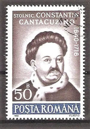 Briefmarke Rumänien Mi.Nr. 4629 o Persönlichkeiten 1990 / Constantin Cantacuzino (Geschichtsschreiber)