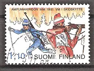 Briefmarke Finnland Mi.Nr. 873 o Biathlon-Weltmeisterschaften Lahti 1981