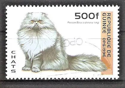 Briefmarke Guinea Mi.Nr. 1608 o  Katzen 1996 / Perserkatze Blau