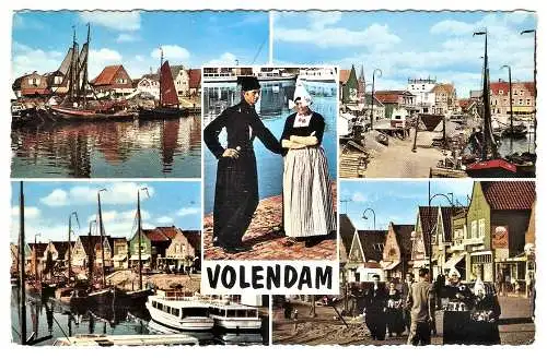Ansichtskarte Niederlande - Volendam / Hafenansichten mit Trachtenpaar (2634)