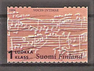 Briefmarke Finnland Mi.Nr. 1683 o Jean Sibelius 2004 / Notenhandschrift des Violinquartetts „Voces intimae“