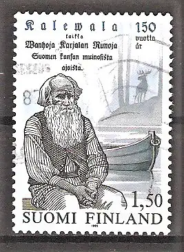 Briefmarke Finnland Mi.Nr. 957 o 150 Jahre Nationalepos „Kalevala“ 1985 / Pedri Šemeikka -Liedersänger