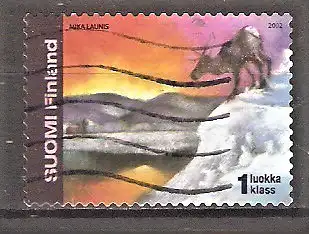 Briefmarke Finnland Mi.Nr. 1626 o Lappland 2002 / "Fjäll-Landschaft mit Rentier" Gemälde von Mika Launis