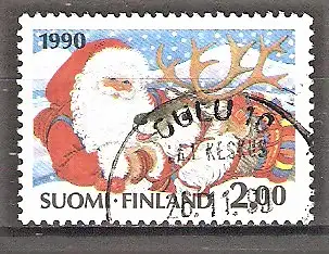 Briefmarke Finnland Mi.Nr. 1125 o Weihnachten 1990 / Weihnachtsmann, Rentier
