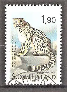 Briefmarke Finnland Mi.Nr. 1087 o 100 Jahre Zoo von Helsinki 1989 / Schneeleopard (Panthera uncia)