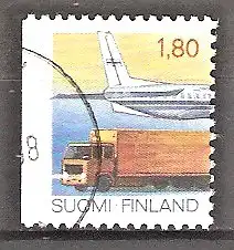 Briefmarke Finnland Mi.Nr. 1040 o Postdienst 1988 / Flugzeug, Sattelschlepper