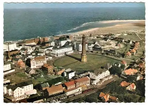 Ansichtskarte Deutschland - Borkum / Inselansicht - Luftbildaufnahme: Ortsansicht mit Leuchtturm (1636)