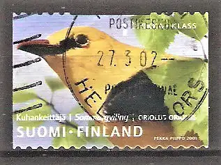 Briefmarke Finnland Mi.Nr. 1587 o Fische und Vögel 2001 / Pirol (Oriolus oriolus)