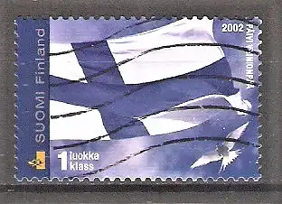 Briefmarke Finnland Mi.Nr. 1601 o Nationalflagge 2002 / Flagge, Küstenseeschwalbe (Sterna paradisaea)