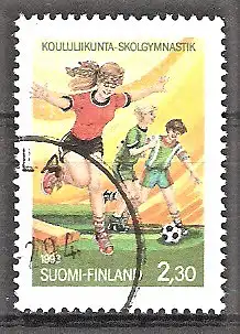 Briefmarke Finnland Mi.Nr. 1228 o 150 Jahre Schulsport an Oberschulen 1993 / Schüler bei sportlicher Betätigung, Fussball