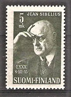 Briefmarke Finnland Mi.Nr. 319 ** 80. Geburtstag von Jean Sibelius 1945 / Komponist
