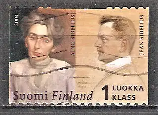 Briefmarke Finnland Mi.Nr. 1685 o Jean Sibelius 2004 / Jean Sibelius mit seiner Frau Aino