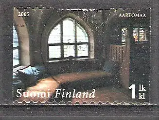 Briefmarke Finnland Mi.Nr. 1742 o Villa Hvitträsk in Kirkkonummi 2005 / Speisesaal mit Hvitträsk-Teppich