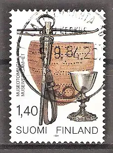 Briefmarke Finnland Mi.Nr. 942 o Staatliches Museumswerk 1984 / Tontopf, Armbrust, Silberkelch
