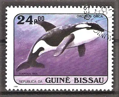 Briefmarke Guinea-Bissau Mi.Nr. 808 o Wale 1984 / Schwertwal (Orcinus orca)