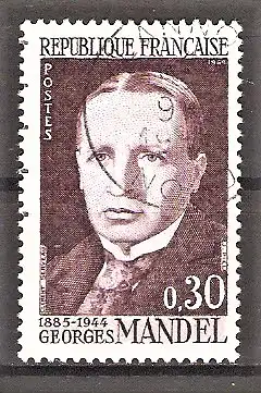 Briefmarke Frankreich Mi.Nr. 1485 o 20. Todestag von Georges Mandel 1964 / Journalist und Politiker
