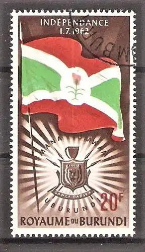Briefmarke Burundi Mi.Nr. 32 A o Unabhängigkeit 1962 / Flagge und Wappen von Burundi