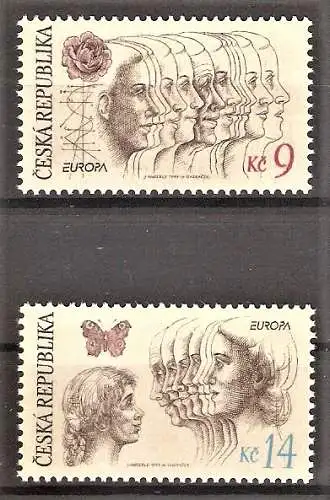 Briefmarke Tschechische Republik Mi.Nr. 76-77 ** Europa CEPT 1995 - Frieden und Freiheit / Kompletter Satz !