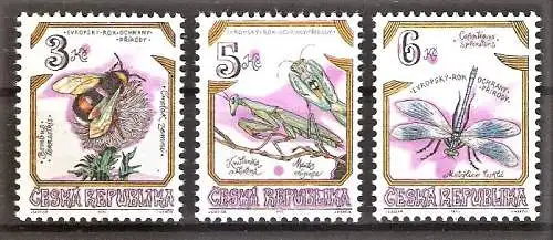 Briefmarke Tschechische Republik Mi.Nr. 73-75 ** Europäisches Naturschutzjahr 1995 - Geschützte Insekten / Kompletter Satz !